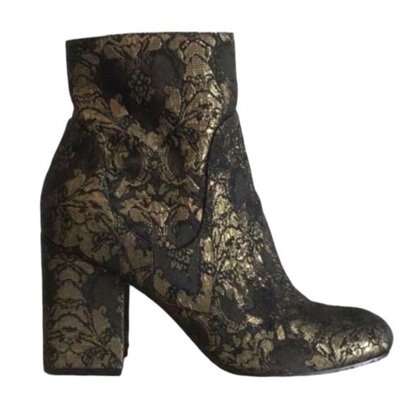 Marc Fisher Gold Black Lace Ankle Boot - Picture 1 of 8